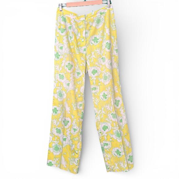 Lilly Pulitzer Pants - Vintage 70s Lilly Pulitzer Yellow Floral Print Trousers